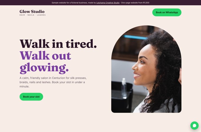Glow Studio sample website